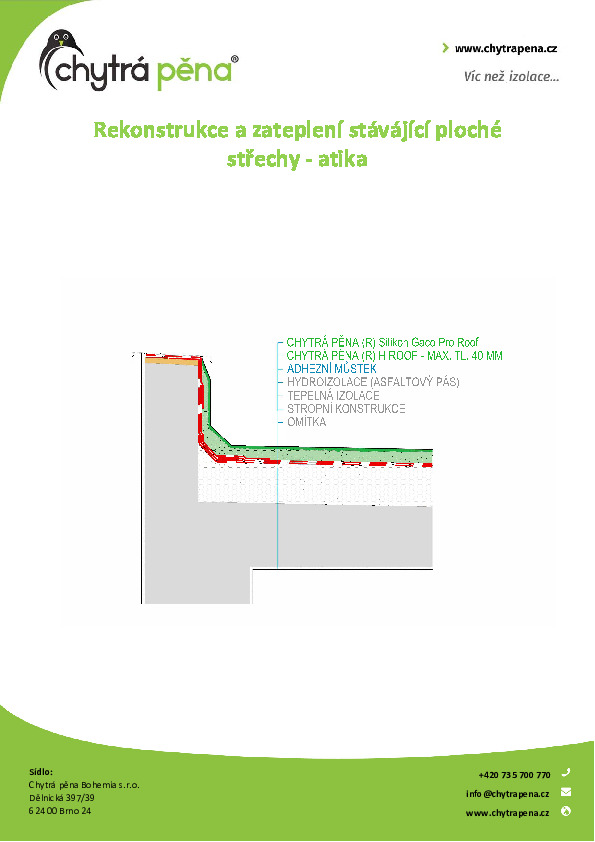 Rekonstrukce a zateplení stávající ploché střechy - atika